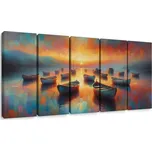 Dovido 5-dílný obraz malé loďky v malebném zálivu