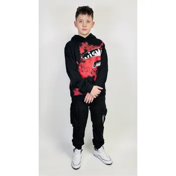 Chlapecká mikina Reporter Young | Chlapecká černá mikina s kapucí a potiskem ‚VISUAL‘ - Barva ČERNÁ, Velikost 152 243-0551B-06-100-1