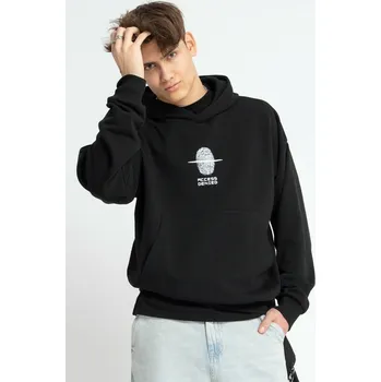 Chlapecká mikina Reporter Young | Chlapecká černá mikina BOXY s kapucí a otiskem prstu - Barva ČERNÁ, Velikost 158 251-0551B-10-100-1