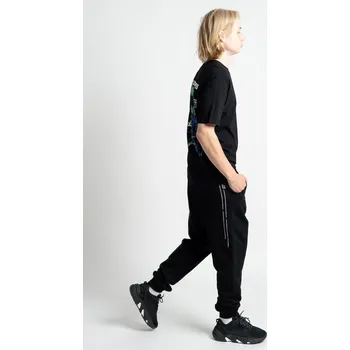 Reporter Young | Chlapecké černé oversized zateplené tepláky s potiskem na nohavici - Barva ČERNÁ, Velikost 164 243-0117B-35-100-1