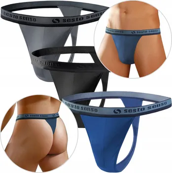 Slipy SLIPY TANGA PÁNSKÉ bavlněné s odkrytou gumou SET Sesto Senso *XL