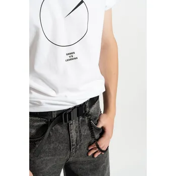 Chlapecké tričko Reporter Young | Chlapecké bílé tričko s humorným potiskem „GAMES V/S LEARNING“ - Barva BÍLÁ, Velikost 152 243-0440B-52-200-1