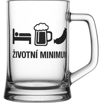Sklenice Půllitr s pískovaným motivem životní minimum (Půllitr pro rybáře s pískovaným motivem životní minimum)