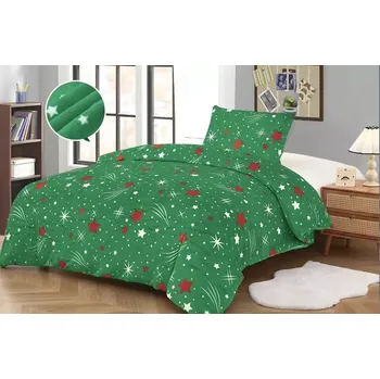 Povlečení NOVINKA 2025 ! POVLEČENÍ MIKROPLYŠ NA 2 POSTELE 70x90/140x200cm - KOMETKY ZELENÉ + PROSTĚRADLO ZDARMA !