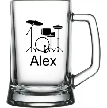Sklenice Půllitr s pískovaným motivem bicích (Půllitr pro sportovce s pískovaným motivem bicích)