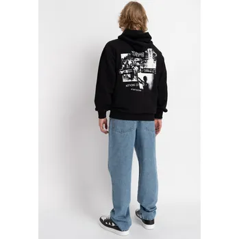 Chlapecká mikina Reporter Young | Chlapecká černá mikina s kapucí a potiskem INDIVIDUALISTY - Barva ČERNÁ, Velikost 176 251-0551B-22-100-1