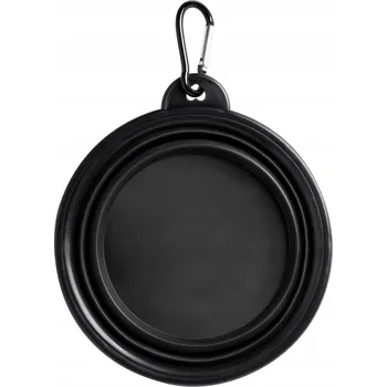 Miska pro psa SKLÁDACÍ MISKA PRO PSA 450 ML TURISTICKÁ CESTOVNÍ SILIKONOVÁ - černá