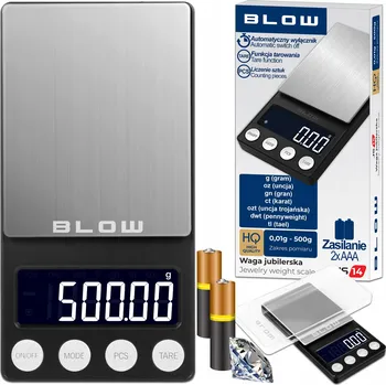 Kuchyňská váha ELEKTRONICKÁ JUBILERSKÁ VÁHA 500g 0,01g KUCHYŇSKÁ S PODSVÍCENÍM BLOW JS14