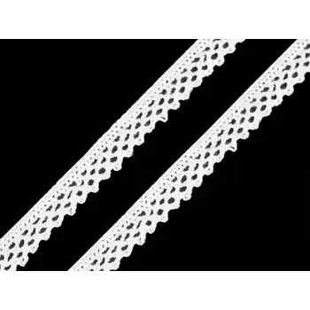 Krajka Pro Háčkování Bavlněná krajka 12 mm paličkovaná bílá 5 m