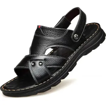 Dámské sandále Pánské kožené sandály s protiskluzovou podrážkou Velikost: 42, Barva (Varianta): Black-2