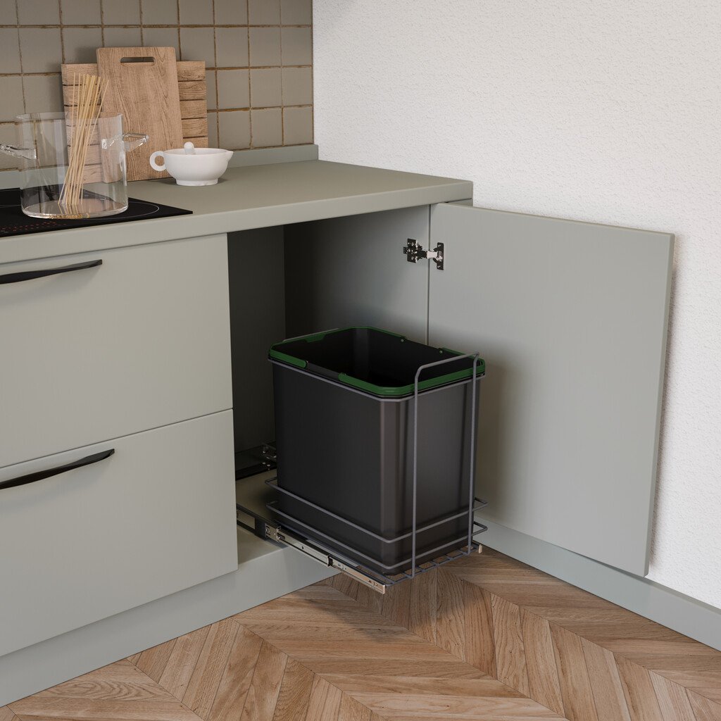 EMUCA Výsuvný vestavný odpadkový koš do kuchyně 35 l – antracitový