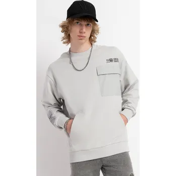 Chlapecká mikina Reporter Young | Chlapecká světle šedá mikina bez kapuce s kapsou - Barva ŠEDÁ, Velikost 170 251-0550B-03-120-1