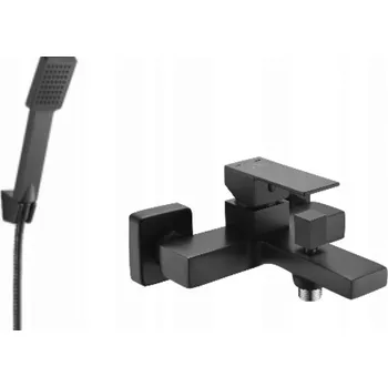 Vodovodní baterie Nástěnná vanová baterie s jednou pákou Laveo Kvadrato černá