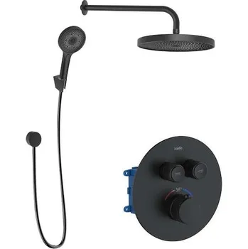 Sprchový set kielle Oudee - Sprchový set s termostatickou baterií pod omítku, pro 2 spotřebiče, s příslušenstvím a tělesem, matná černá 20602SPT24