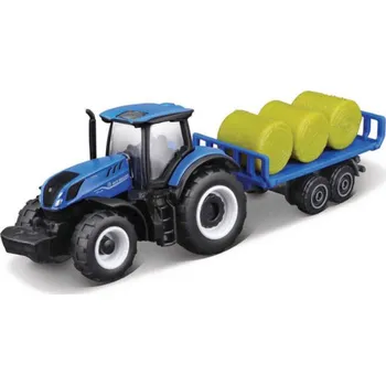 Hračka New Holland Traktor s Přívěsem 1:64 - Maisto New Holland Tractor with Trailer - kovový model auta