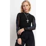 Reporter Young | Dívčí černé tričko s průhlednými síťovanými rukávy - Barva ČERNÁ, Velikost 170 251-0442G-06-100-1