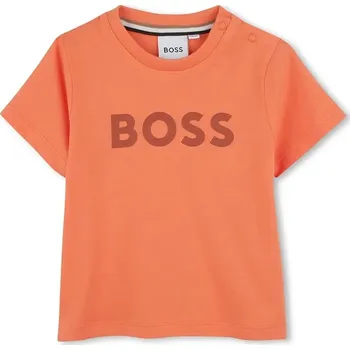 Pánské tričko Bavlněné dětské tričko BOSS oranžová barva, s potiskem, J52105 J52105.67.81 20X, vel. 67