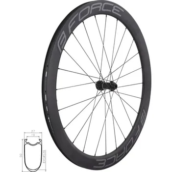 Zapletené kolo FORCE Force Team SP Karbon Disc 50 zapletené kolo, plášťové náboj Zadní - 12x142mm - ořech HG uchycení kotouče Center Lock