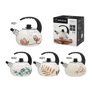 Varná konvice Konvice tradiční ocelová smaltovaná Galicja 2,2 l bílá, vícebarevná