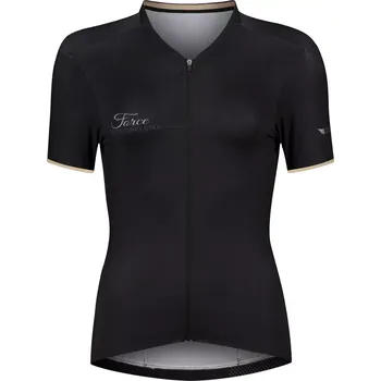 cyklistický dres FORCE Dres dámský Force GOLD Lady krátký rukáv, černá-zlatá velikost L