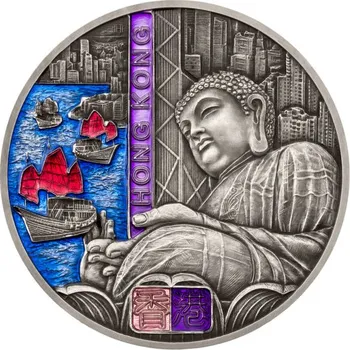 Stříbrná tříuncová mince Cesta kolem světa - Hongkong standard
