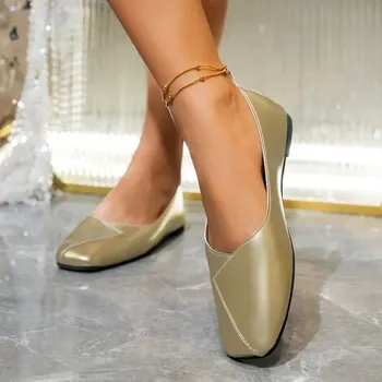 Dámské lodičky Dámské kožené baleríny na každodenní nošení Barva: Zlatá, Velikost: 38