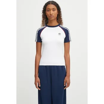 Dámské tričko Tričko adidas Originals 3-Stripes Raglan Slim dámské, bílá barva, JV7190, S, 00X