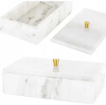 Úložný box Marmurová dóza světle šedá se zlatým úchytem - dekorativní úložný box