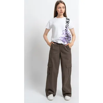 Reporter Young | Dívčí hnědé bavlněné cargo kalhoty s prostornými kapsami - Barva HNĚDÁ, Velikost 152 243-0110G-42-290-1