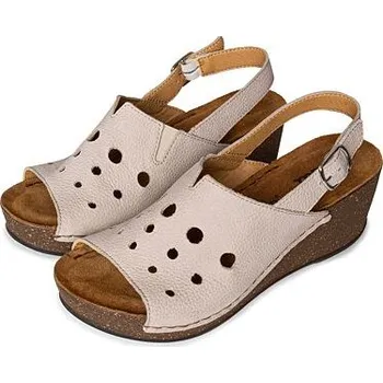 Dámské sandále Vlnka Dámské kožené sandály na klínku Valerie béžová velikost obuv dospělí 42