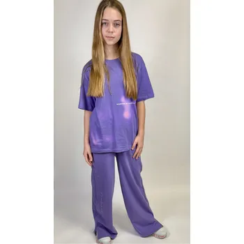 Dívčí tričko Reporter Young | Dívčí fialové oversize tričko s potiskem ‚WHISPERS OF HARMONY‘ - Barva FIALOVÁ, Velikost 152 243-0440G-08-670-1