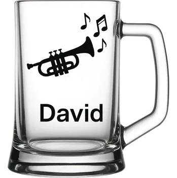 Sklenice Půllitr s pískovaným motivem trubky (Půllitr pro sportovce s pískovaným motivem trubky)