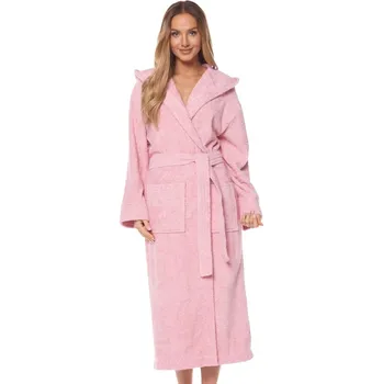 Dámský župan Dlouhý dámský župan L&L pudrově růžová FROTTE M 0