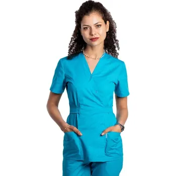 Zdravotnický oděv Modrá zdravotnická halenka s páskem - dámská | drinuniforma.cz
