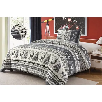Povlečení Novinka 2025 ! POVLEČENÍ MIKROPLYŠ NA 2 POSTELE 70x90/140x200cm - WINTER - GRAY + PROSTĚRADLO ZDARMA !