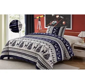 Povlečení Novinka 2025 ! POVLEČENÍ MIKROPLYŠ NA 2 POSTELE 70x90/140x200cm - WINTER - BLUE + PROSTĚRADLO ZDARMA !