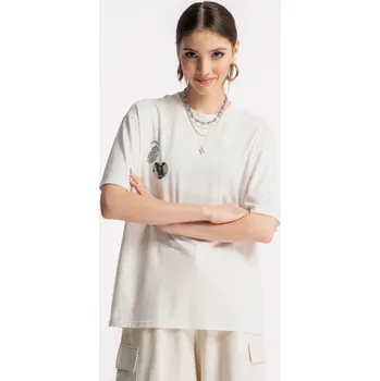 Reporter Young | Dívčí oversized krémové tričko s potiskem CHERRY - Barva KRÉMOVÁ, Velikost 152 251-0440G-42-220-1