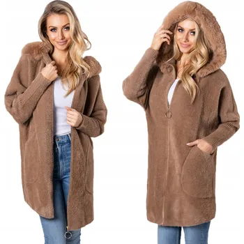 Dámský kabát Soprato dámský kabát oversize S KAPUCÍ S KOŽÍŠKEM přechodný univerzální