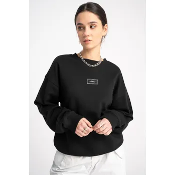 Dívčí mikina Reporter Young | Dívčí černá mikina bez kapuce s minimalistickou nášivkou - Barva ČERNÁ, Velikost 164 251-0550G-07-100-1