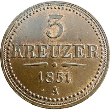 3 krejcar 1851 A František Josef I. 17.01 g