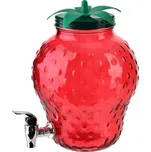 Skleněný nápojový dávkovač s kohoutkem MODERN KITCHEN JAHODA 4 l