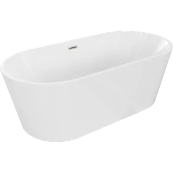 Vana Mexen Luna volně stojící vana 140 x 75 cm, bílá, přepad kartáčovaný nikl - 52031407500-97 Volně stojící vany