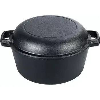Hrnec Kastrol litinový s pánví 2 v 1 26 cm (litinový hrnec s pánví 2 v 1)