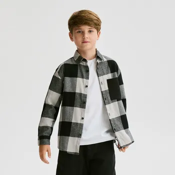 Chlapecká košile Reserved - Bavlněná kostkovaná košile - světle šedá - 028FO-09X - 028FO-09X-134