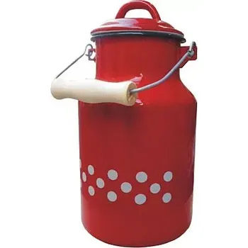 Konvička na mléko Konvička na mléko 2 L červená s puntíky (bandaska na mléko, stylová retro konvička 2 L)