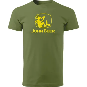 Pánské tričko Grooters Vtipné tričko - John Beer Barva: Khaki, Velikost: XXL