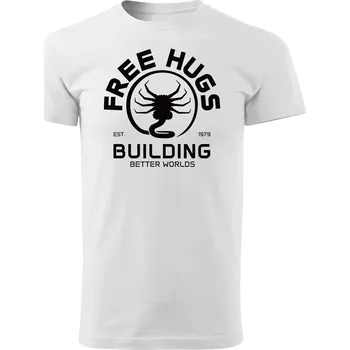 Pánské tričko Alien Vtipné tričko - Free Hugs Barva: Bílá, Velikost: XL