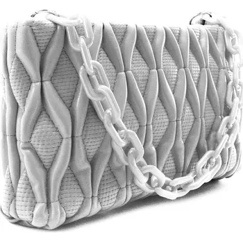 Kabelka Stříbrná netradiční prošívaná crossbody dámská kabelka Azzini