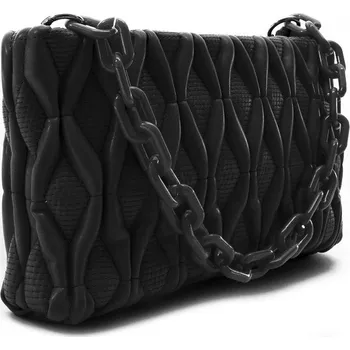 Kabelka Černá netradiční prošívaná crossbody dámská kabelka Azzini