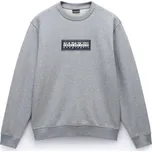 Pánská mikina Napapijri B-BOX LOGO XXL Šedá, Bílá